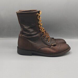 Justin Lace L0575 Brown Leather Boots Women's size 6.5 B Kiltie